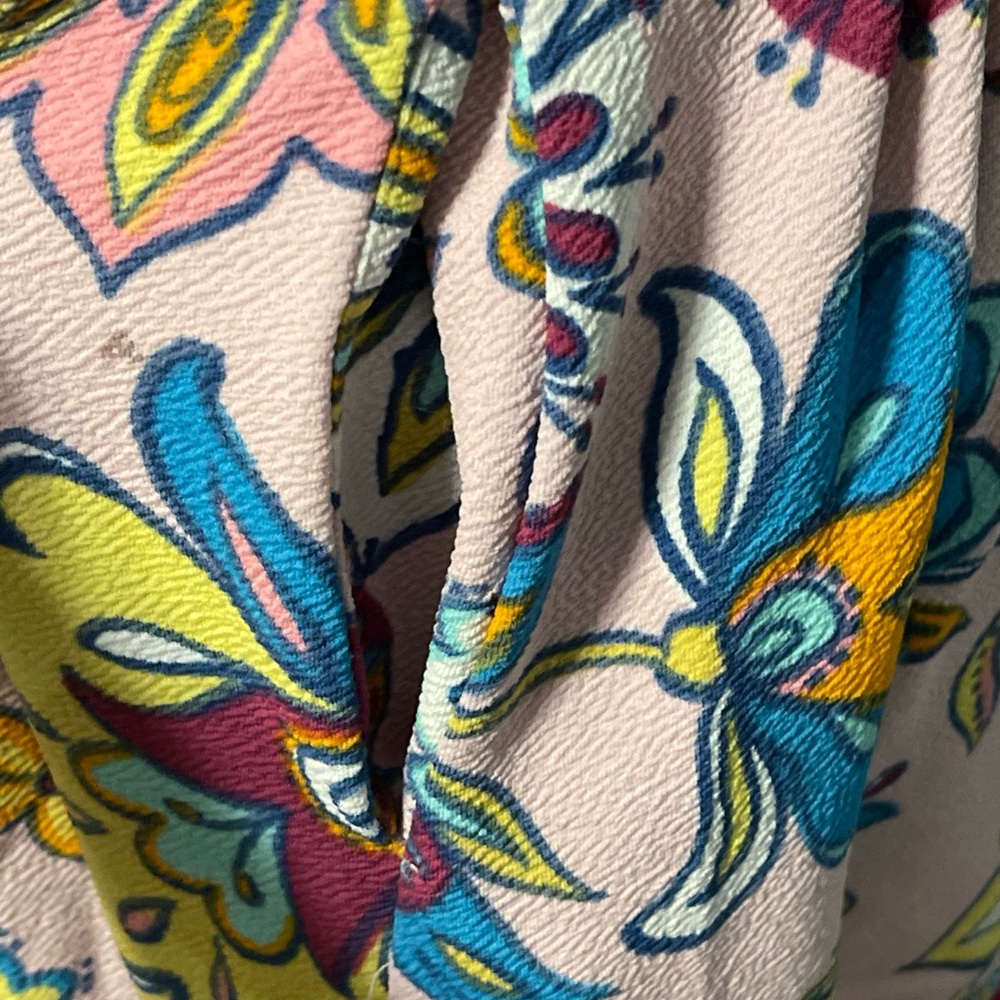 LuLaRoe Floral Fit & Flare Dress Pink Mixed Print Retro Boho Cottage Medium Read - Picture 4 of 9